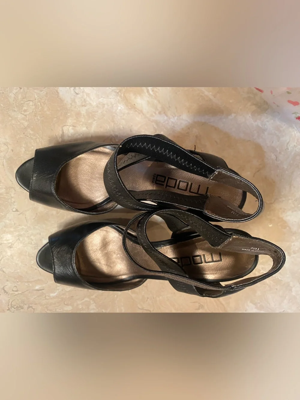 Moda Black Peep-Toe Ankle-Strap Heels